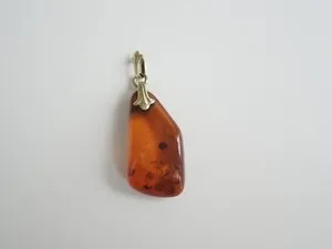 Authentic Honey Amber Sunbeam Pendant- Hand- Forged Gold Plated Talisman Of Warm Vitality
