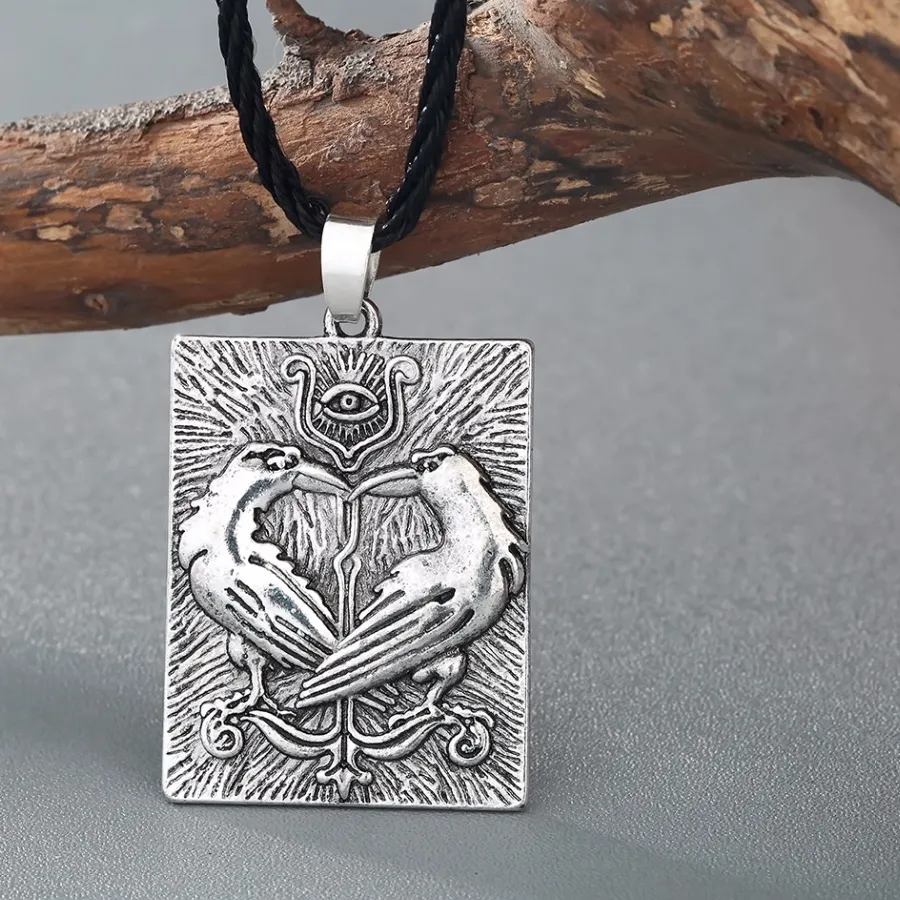 Authentic Amulet Of The All- Father Valknut, Ravens, And Runes Of Power