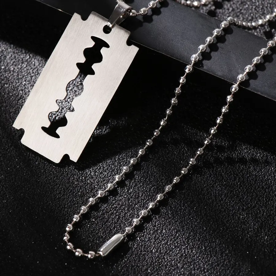 Authentic Razor Blade Shaped Pendant Dogtag Necklace Brand Dogtag Necklace Unique Razor Blade Shaped Necklace