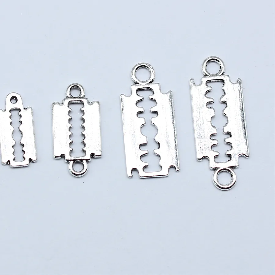 Authentic 20Pcs Razor Blade Connector Charms For Jewelry Making Razor Blade Charms Diy Bracelet Necklace Jewelry Findings