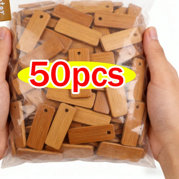 Authentic Blank Natural Bamboo Slice Keychain Unfinished Diy Personalized Key Ring Pendants For Creative Decoration Making Supplies