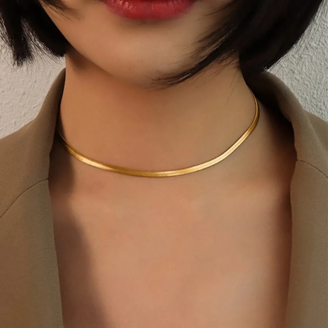 Authentic Serpent's Embrace The Golden Snake Bone Chain Necklace
