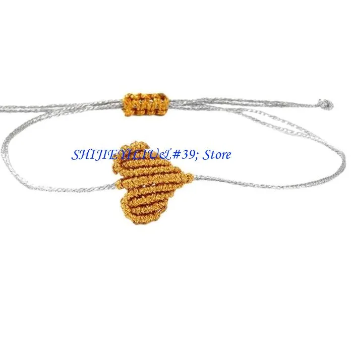 Authentic E21F Bohemianbracelet Handwoven Cotton Rope With Artisanal Heart Detail Lightweight Design Perfect Couple Jewelry