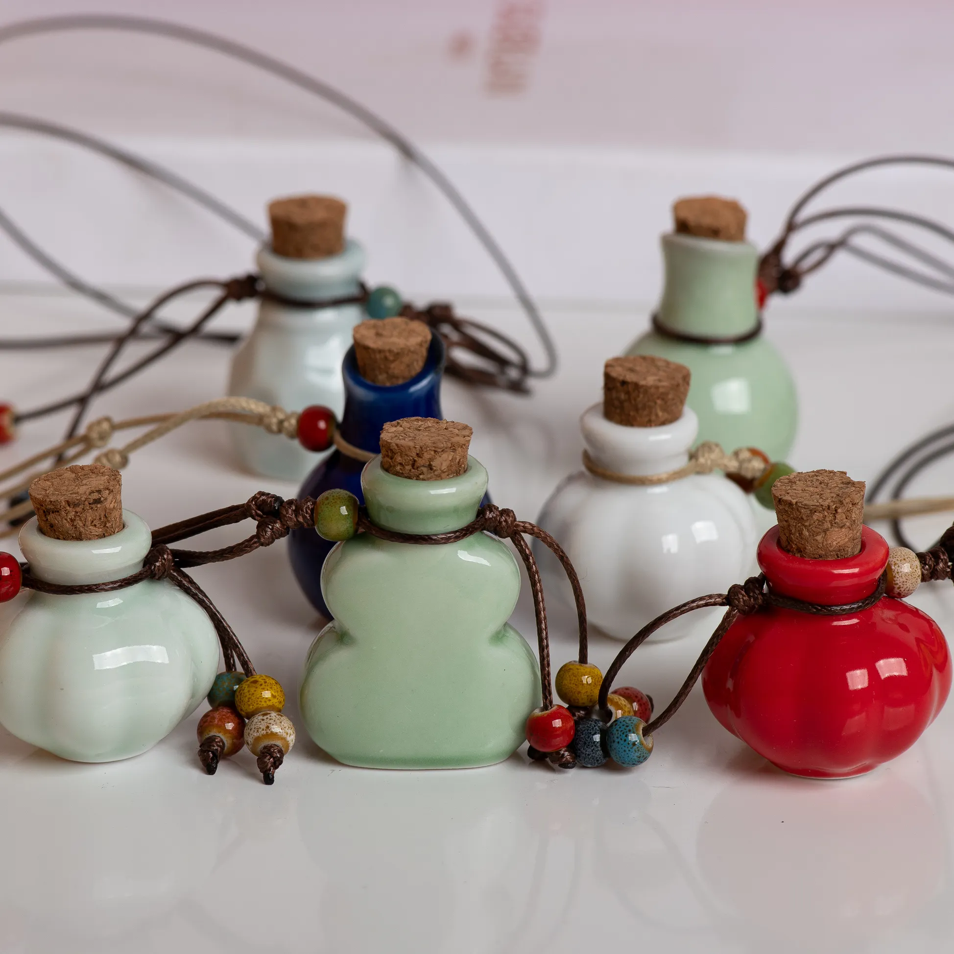 Authentic The Alchemist's Vial Handcrafted Ceramic Perfume Bottle Pendant For Sacred Aromatherapy
