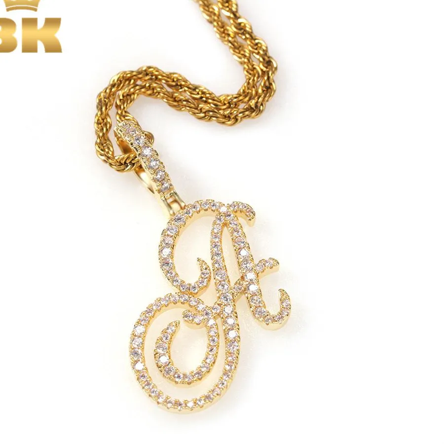 Authentic Personal Sigil Pendant Single Initial Letter In Cubic Zirconia On Gold- Plated Chain