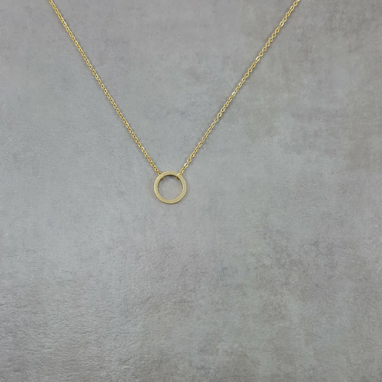 Authentic Thin Circle GOLD Plated Necklace Charm Pendant Necklace Gift Box Dainty Luck