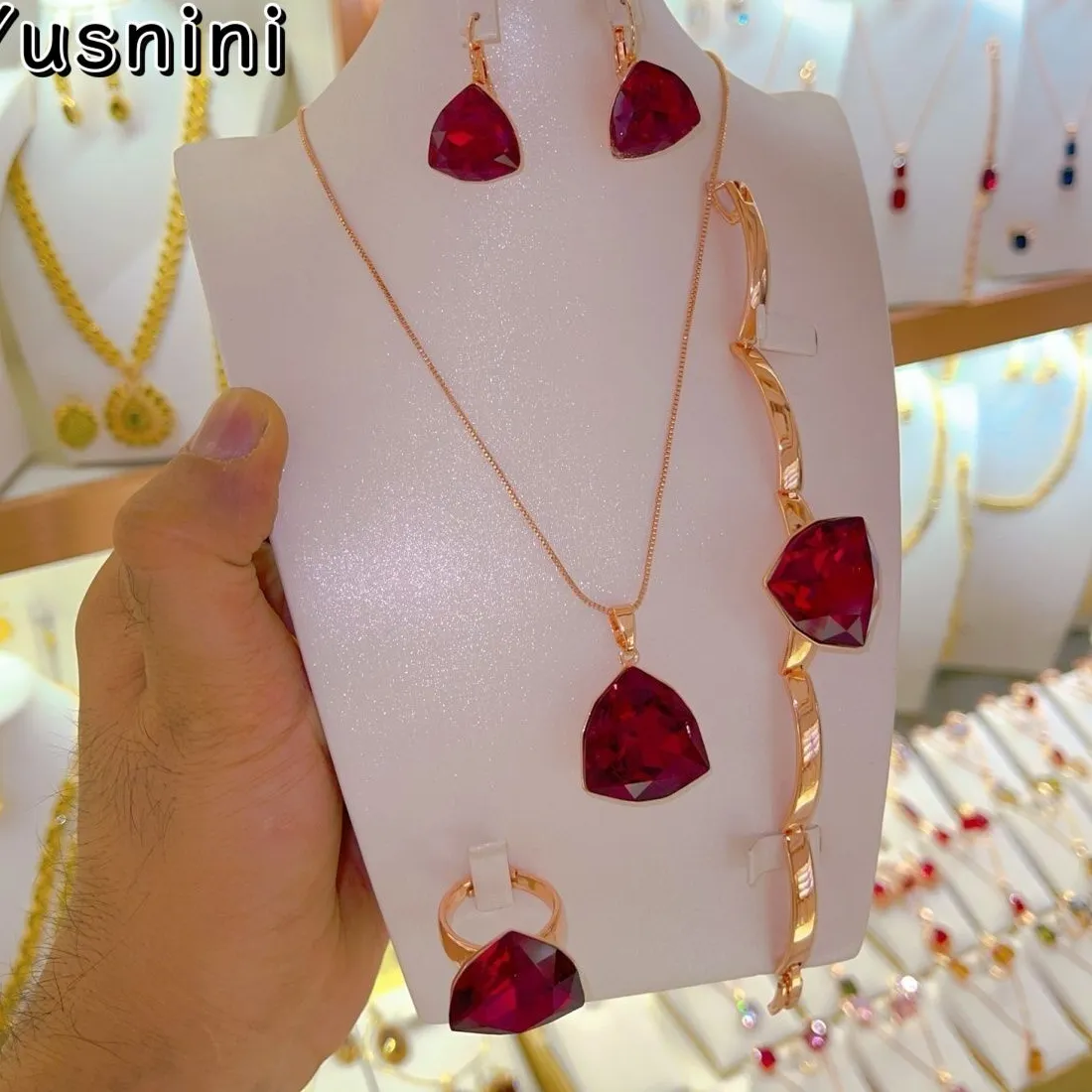 Authentic Uk 24K Gold Plated Necklace Earrings Rings Bracelets High End Jewelry As A Yy10862