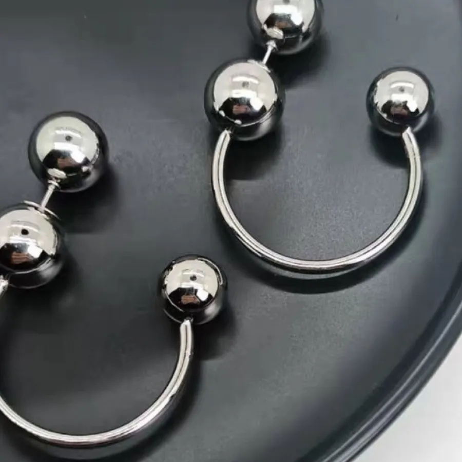 Authentic Trend Irregular Front Back Earrings Texture Semi- Circular Round Bead Earrings Geometric Ear Ornaments Handmade Jewelry