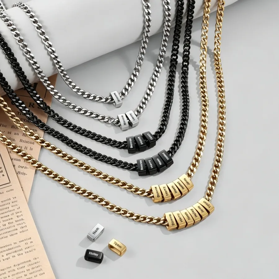 Authentic Personalized Names Necklace Custom Family Names Chain Necklace Cuban Chain Necklace Father's Day
