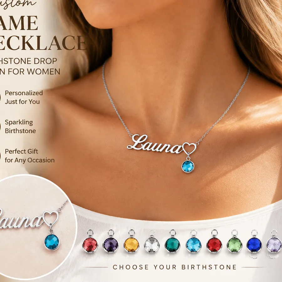 Authentic Personalized Name Birthstone Necklace Custom Name Choker Necklaces Man Customized Jewelry Couple
