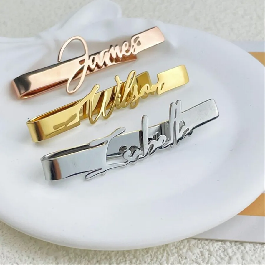 Authentic Personalized Tie Clip Custom Name Tie Clip Suit Accessories Husband Jewelry Fathers Day Valentines For Him