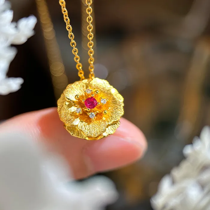 Authentic Golden Petal Pendant Of Radiant Light