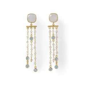 Authentic Moonlit Harmony: Rainbow Moonstone Post Earrings of Serenity