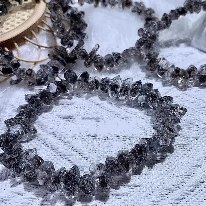 Authentic Baroque Herkimer Diamond Bracelet A Shield Of Midnight Clarity