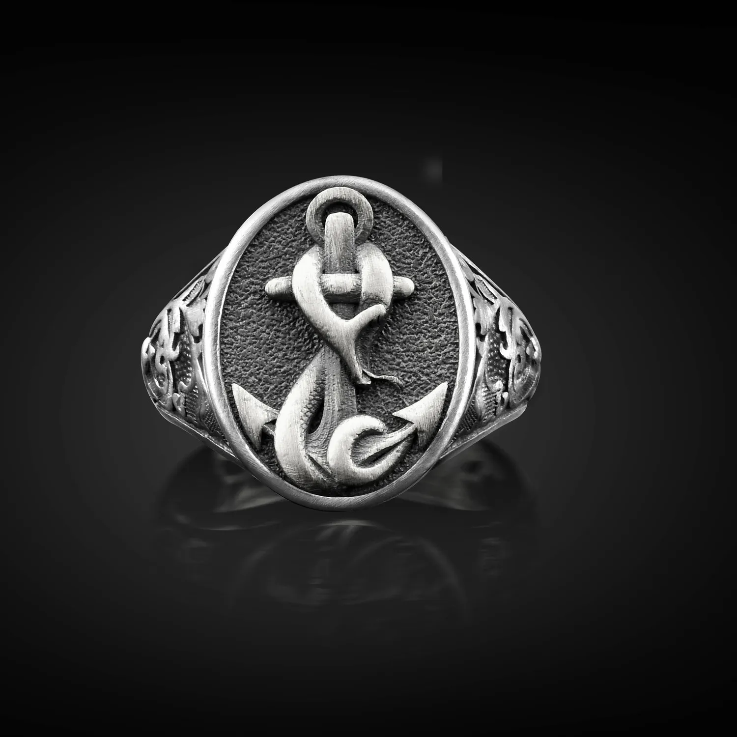 Authentic The Serpent of the Deep: Anchor & Coil Signet Ring