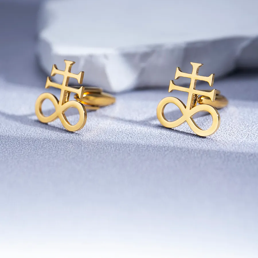 Authentic Tangula Leviathan Satan Cross Cufflinks Religion Faith Amulet Jewelry Cufflinks Groom Accessories