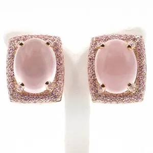 Authentic Mystic Love Sapphire & Rose Quartz Earrings In Enchanted Rose Gold