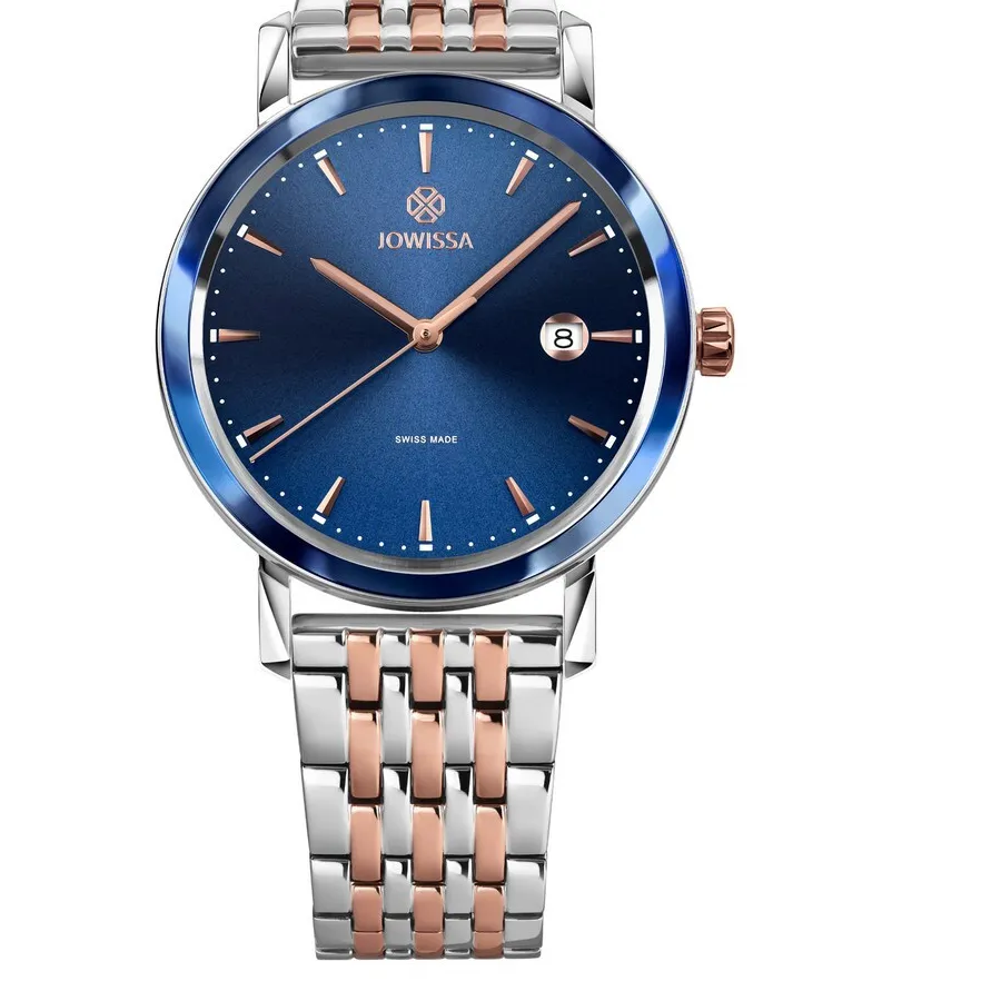 Authentic MAGNO, Rose Gold Plated Swiss Quartz Watch, 20mm Band - Blue & Rose Dial