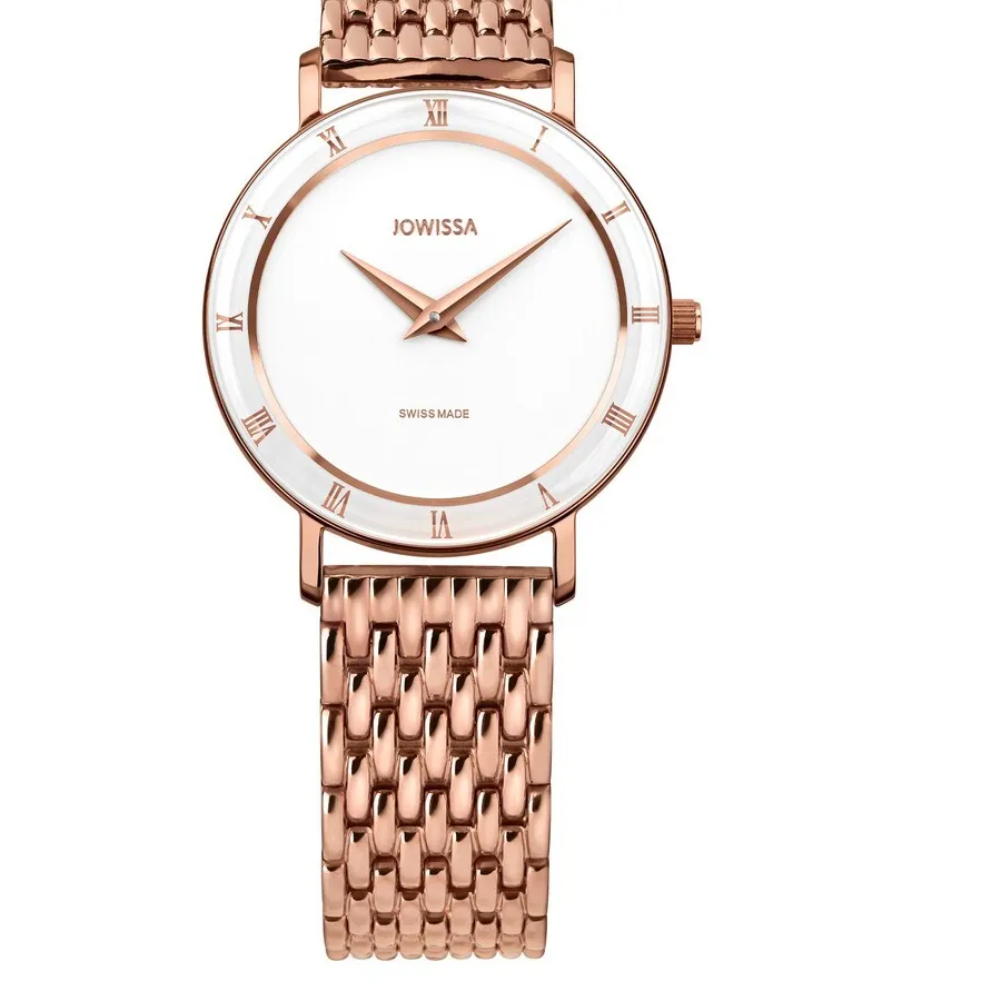 Authentic ROMA, Roman Numerals Rose Gold Plated Swiss Quartz Watch, 15mm Band - White Dial