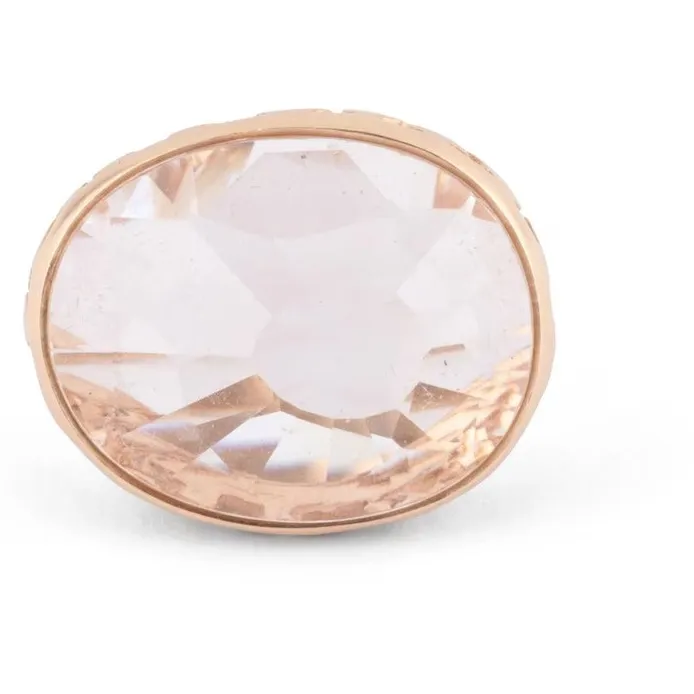 Authentic The Veiled Blossom: Lab-Grown Rose Quartz & Gold-Plated Sterling Silver Ring