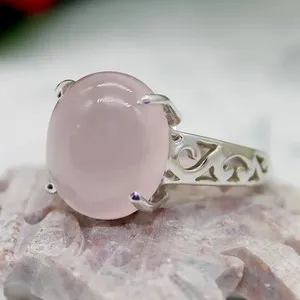 Authentic The Veiled Heart Rose Quartz Ring in White Gold Plated Sterling Silver