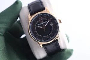Authentic Philip Watch Unworn Rose Gold Plated Black Dial Quartz 40 mm Men's Watch