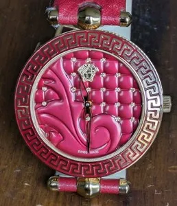 Authentic Versace Vanitas VK7 Red Rose Gold Plated Women's Quartz Watch Sapphire Crystal 