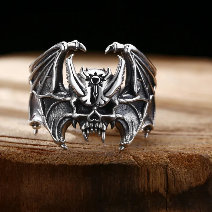 Authentic Vampire Skull Ring- Sterling Silver Bone Talisman
