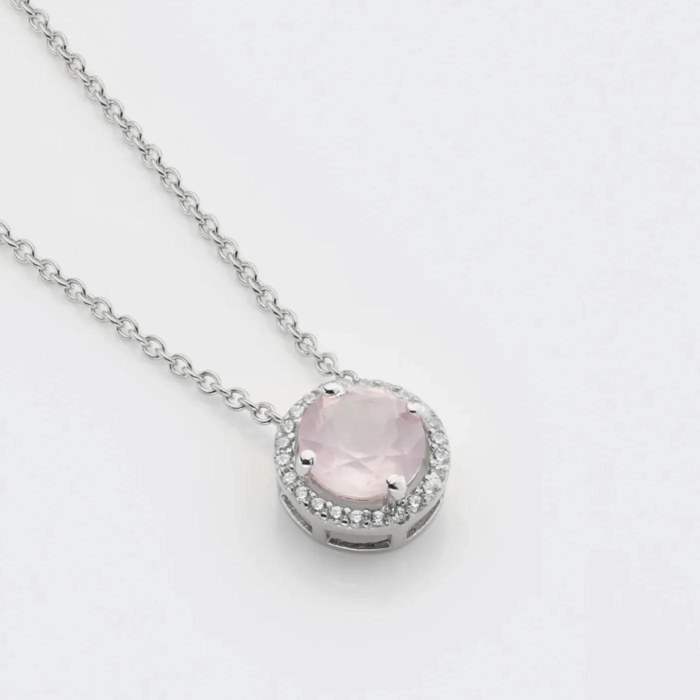Authentic Whispers of the Heart: Rose Quartz & Moissanite Gold Plated Necklace