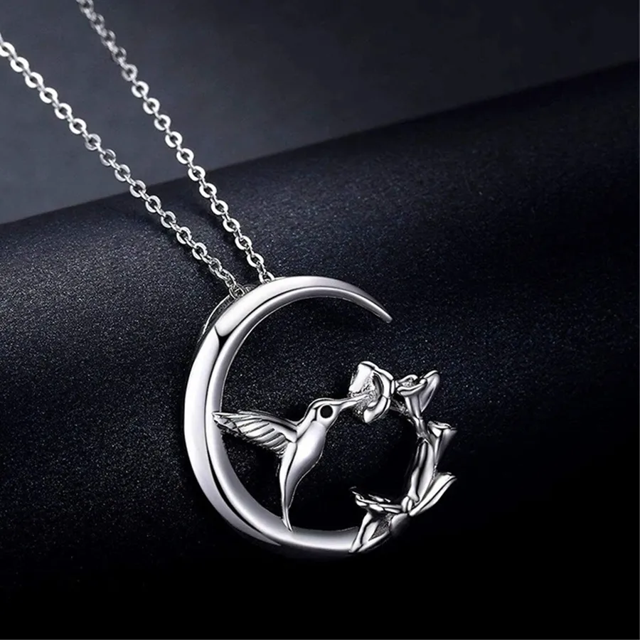 Authentic Lunar Songbird Pendant A Crescent Moon Amulet Of Floral Grace