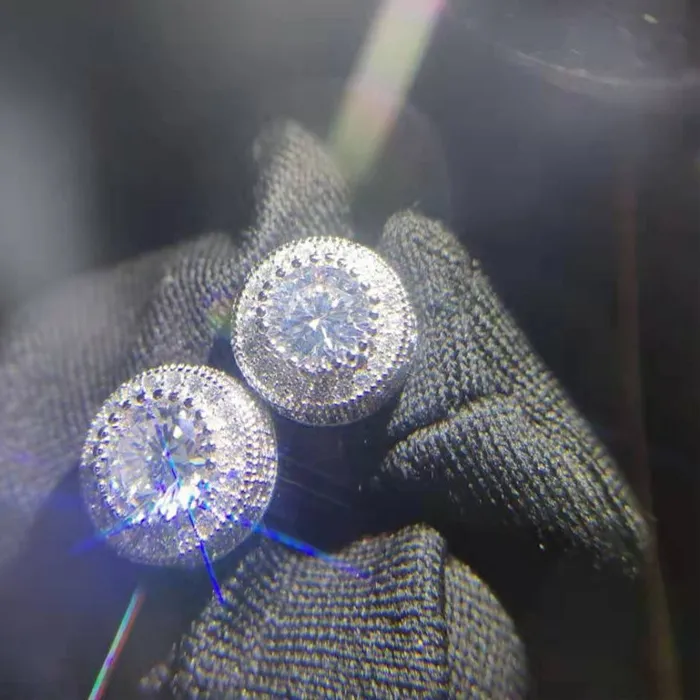Authentic Female White Stone Stud Earrings Gold Silver Color Zircon Stone Jewelry Crystal Earring