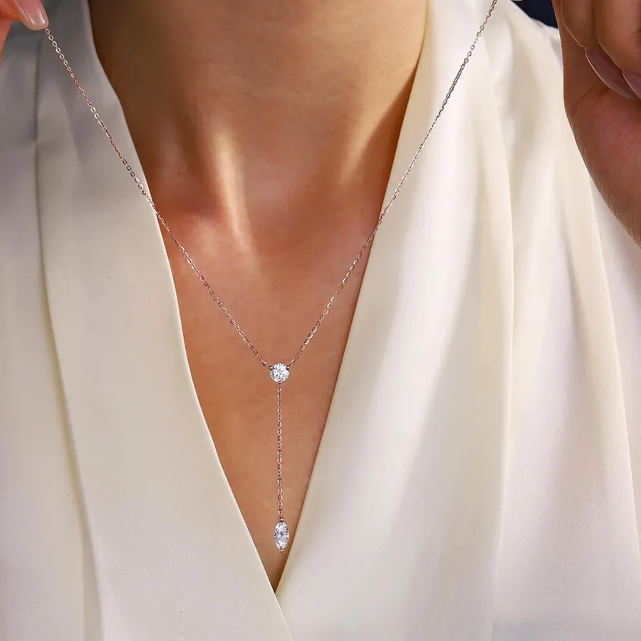 Authentic Whisper Of Starlight The Marquise Falling Drop Gold- Plated Talisman Necklace