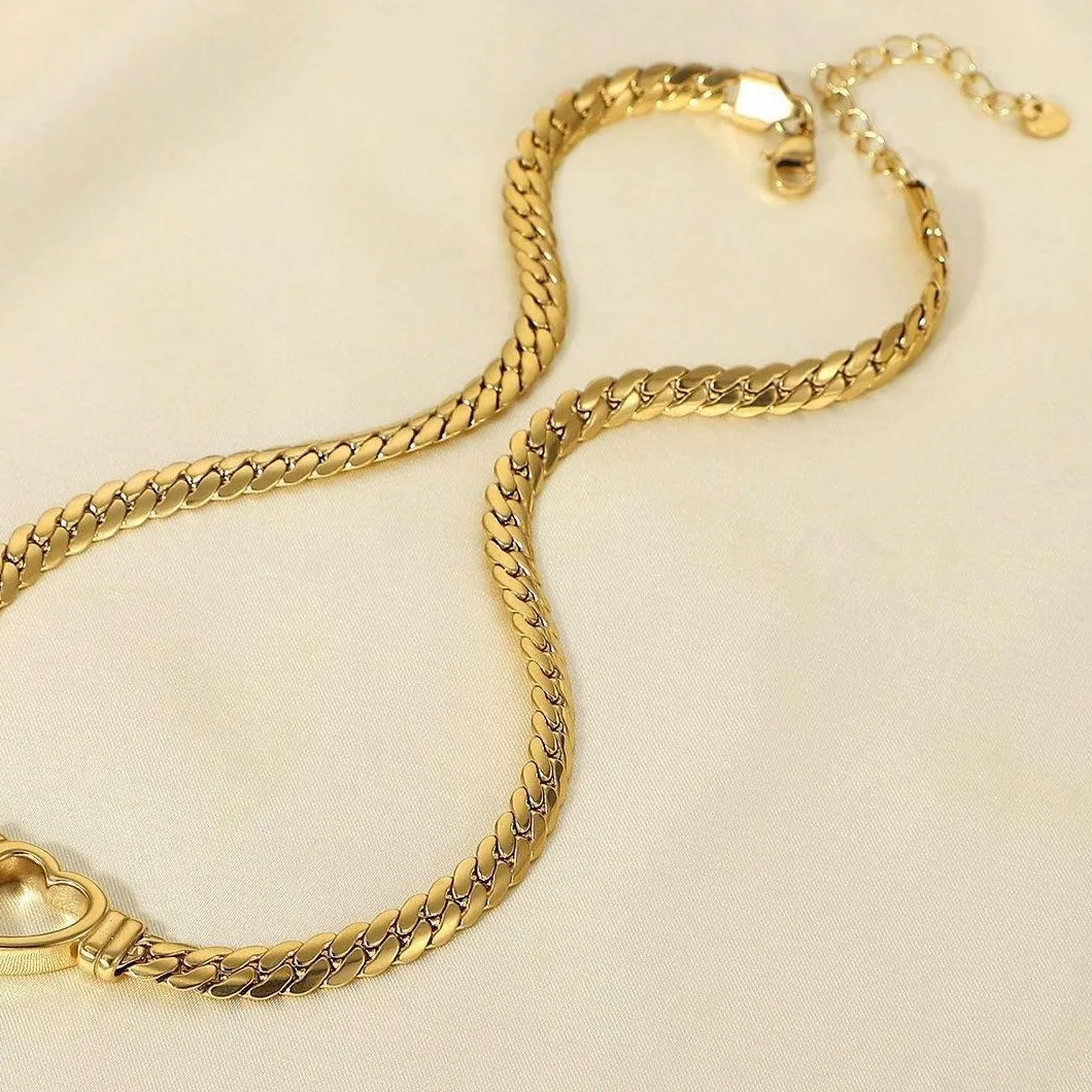 Authentic 3316L Fine Jewelry Minimalism Lovers Love Heart Cuban Chain Choker Necklaces Pendants