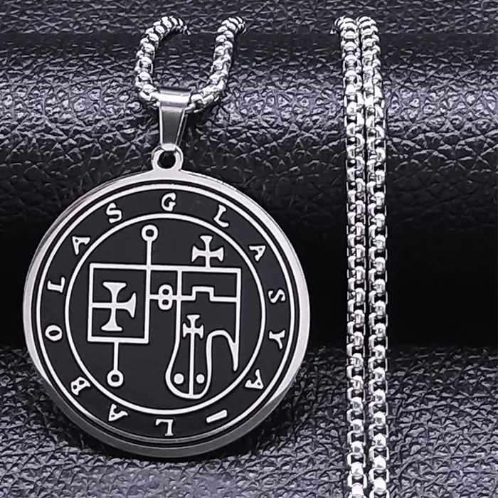 Authentic Glasya Labolas Goetia Talisman Necklace Key Of Solomon Sigil Chain Necklaces Jewelry Colar Masculino 7768