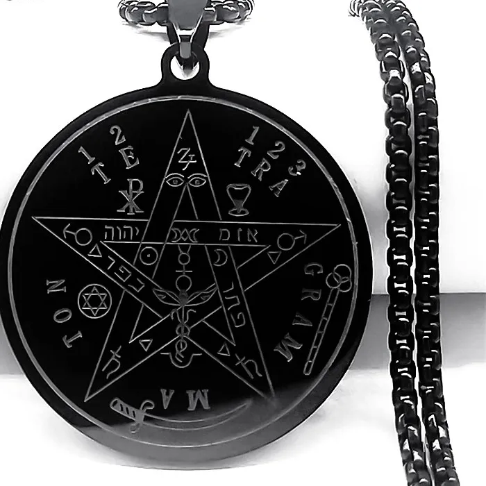 Authentic Witchcraft Mystery Pentagram Of Solomon Tetragrammaton Pendant Necklace Pentacle Talisman Necklace Jewelry N3422