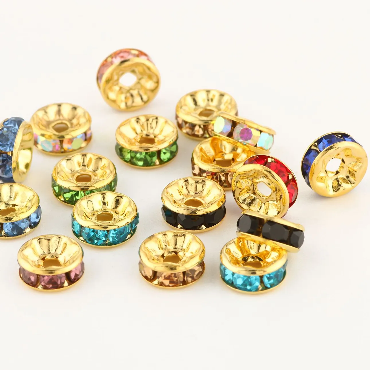 Authentic Celestial Rondelle Spacer Beads Crystal Rhinestone Whispers In Gold And Silver Light