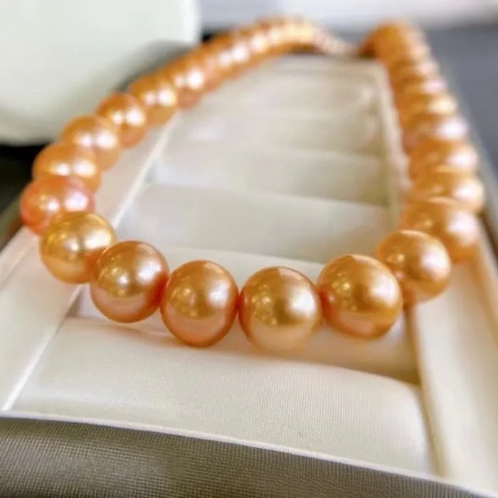 Authentic Moonborn Pearl Talisman Pink- Orange Cultured Pearl Necklace In Sterling Silver