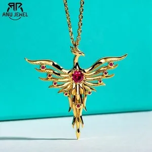 Authentic Rise from the Ashes: Phoenix Gold Plated Pendant Necklace