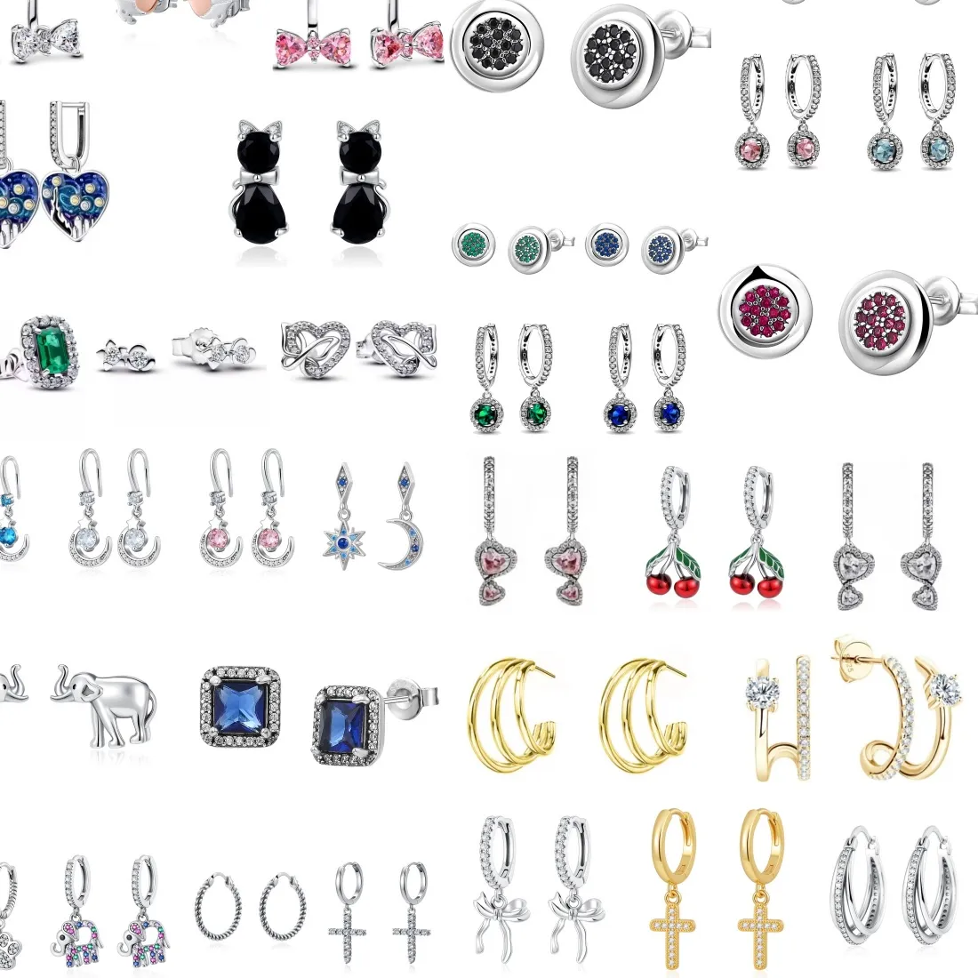 Authentic 925 Silver Shell Cherry Oil Painting Earrings With Original Suitable To Make Accessories Diy High Jewelry