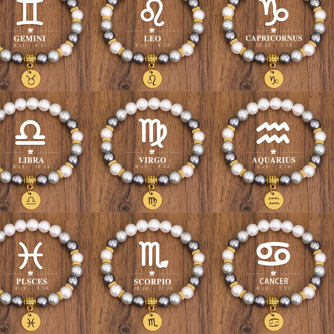 Authentic 12 Constellation Bracelet Pendant Taurus Capricorn Scorpio Libra Shell Beads Accessories Bracelet