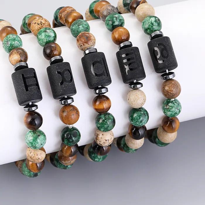 Authentic 12 Zodiac Natural Stone Bracelets Virgo Leo Libra Taurus And Cancer Couple Friendship Jewelry Bracelets And