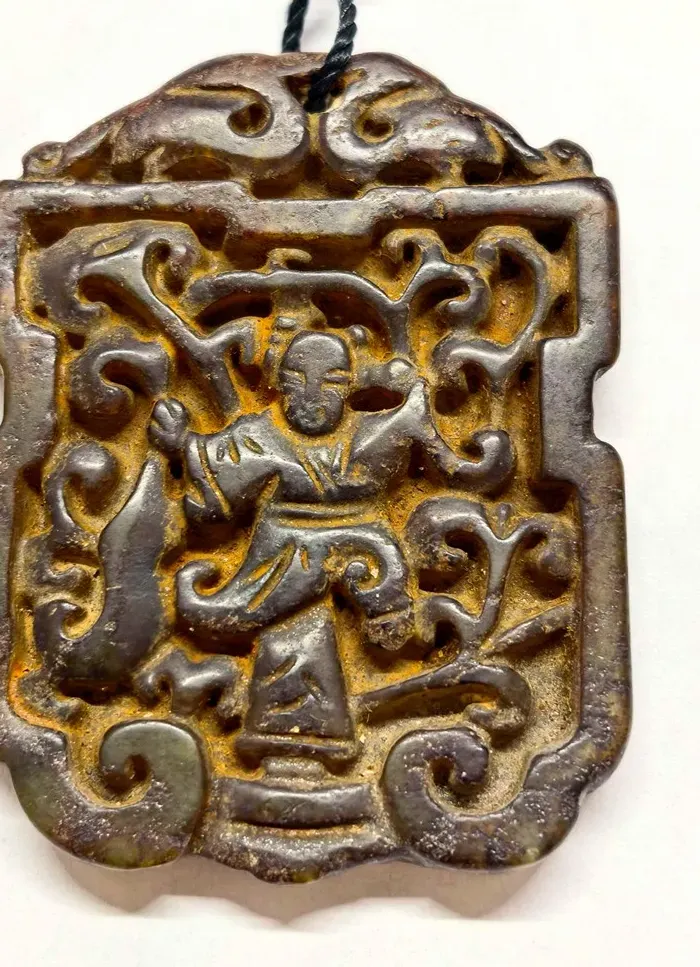 Authentic Old Jade Sending Wealth Amulet Pendant 155
