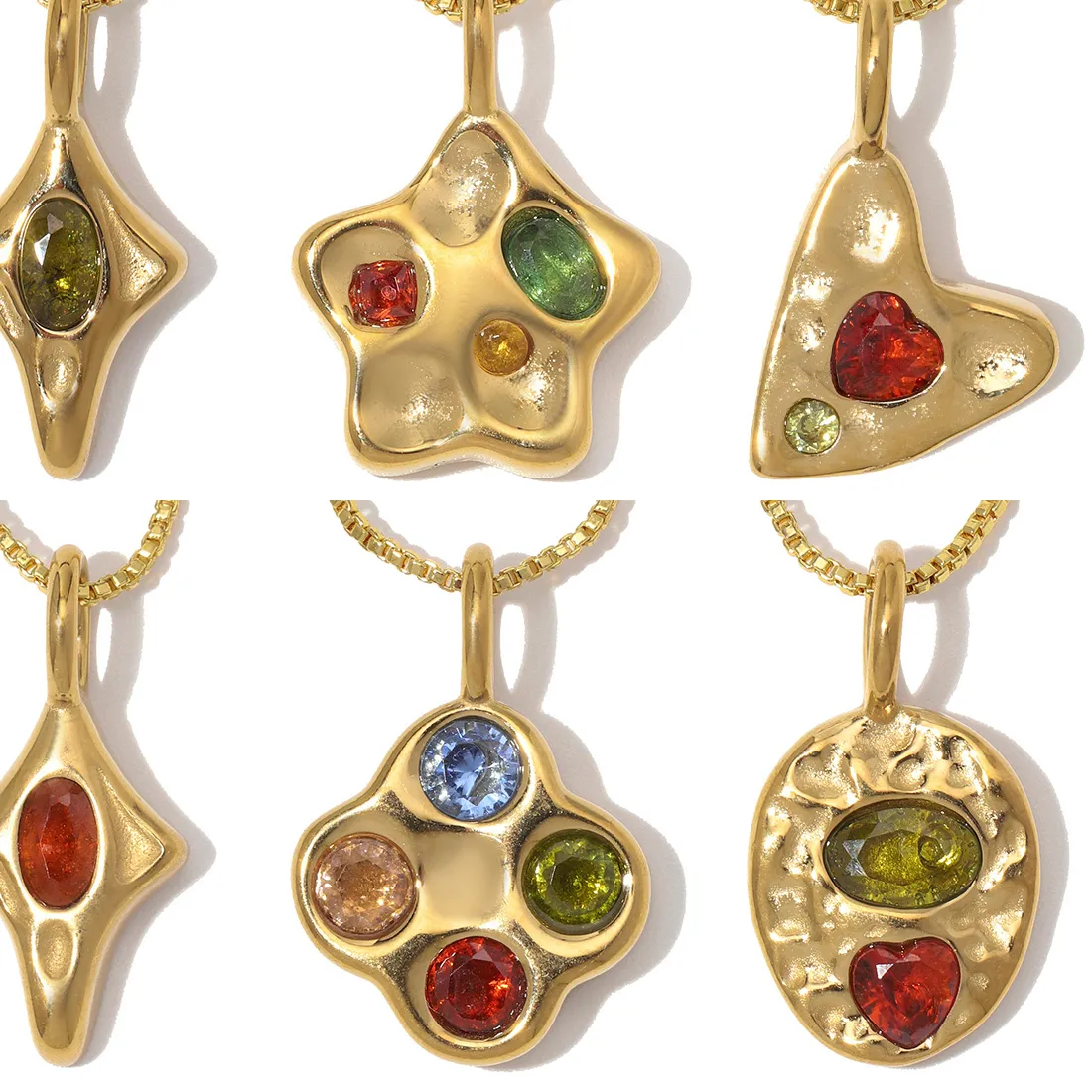 Authentic Celestial Trinity Star, Heart, And Bloom Gold- Plated