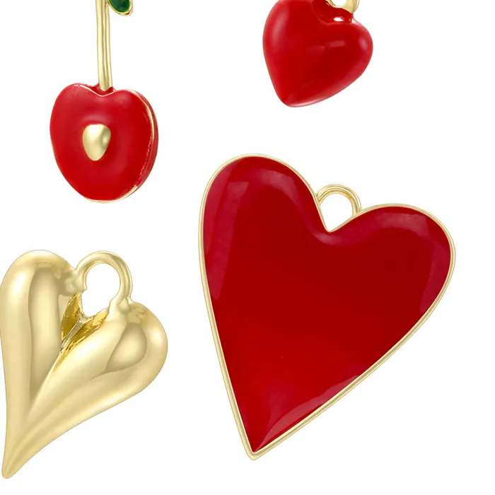 Authentic Zhukou Enamel Oil Drop Sweet Jewelry Pendant Red Heart Apple Ladies Jewellery Making Accessories Vd1784- Vd1787