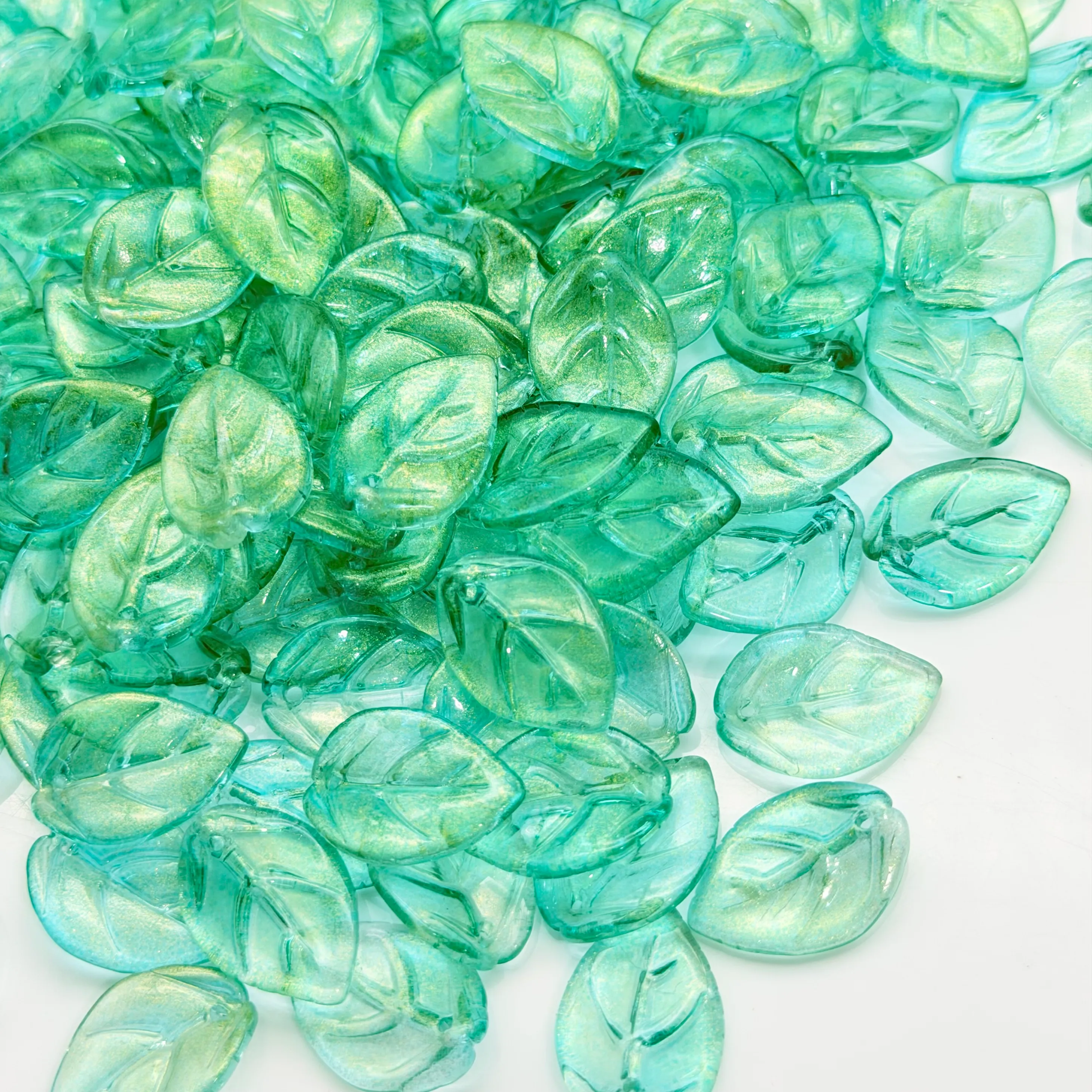 Authentic Leaves Of The Golden Rose Mint Lake Green Glass Talisman Beads