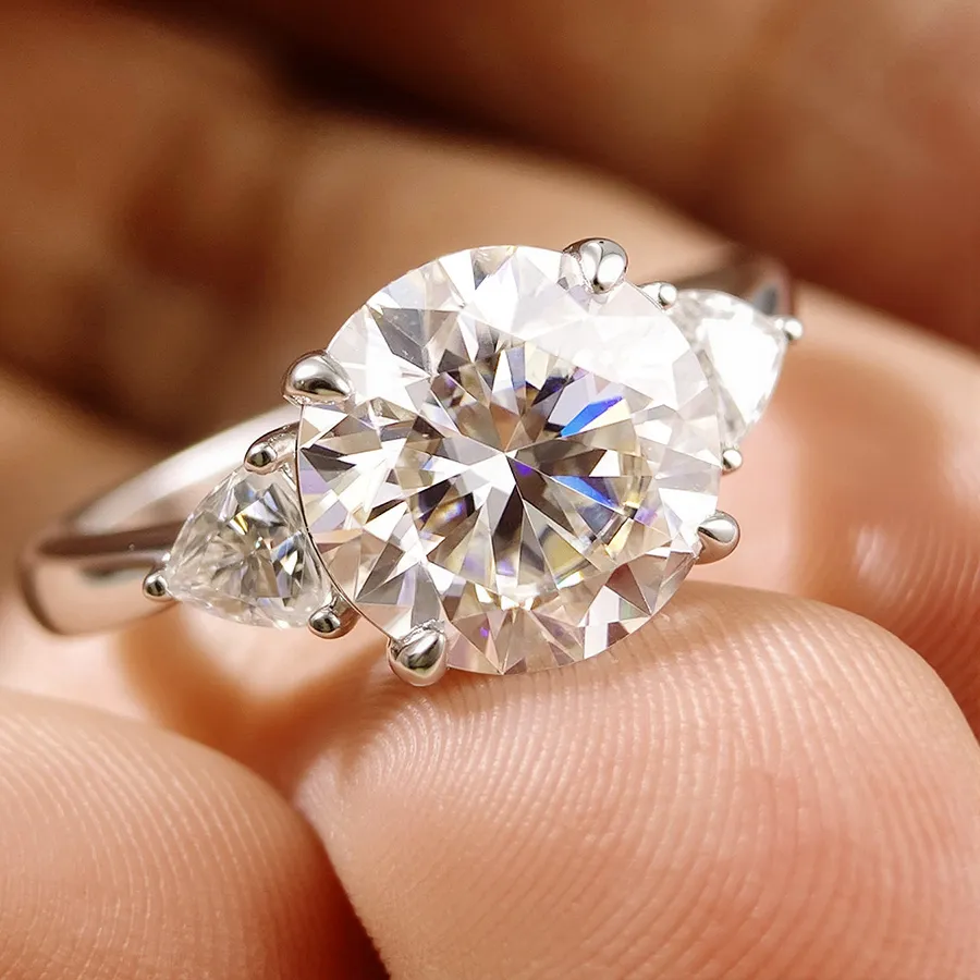 Authentic Oevas 100 925 Sterling Silver 4Cttw D Color Moissanite Rings Diamond Band Fine Jewelry