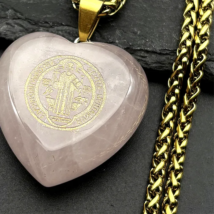 Authentic San Benito Crystal Heart Talisman Golden Shield Of Love & Protection