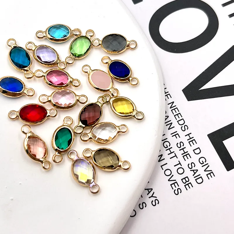 Authentic Sacred Twin- Hole Oval Crystal Amulet Charms- Ethereal Gold- Plated Pendant Connectors For Spiritual Jewelry Crafting