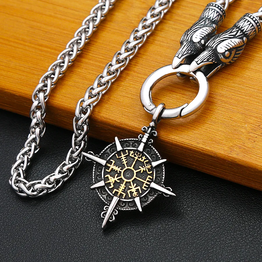 Authentic Vegvisir Runic Compass Gold- Plated Talisman Of Wayfinding And Protection
