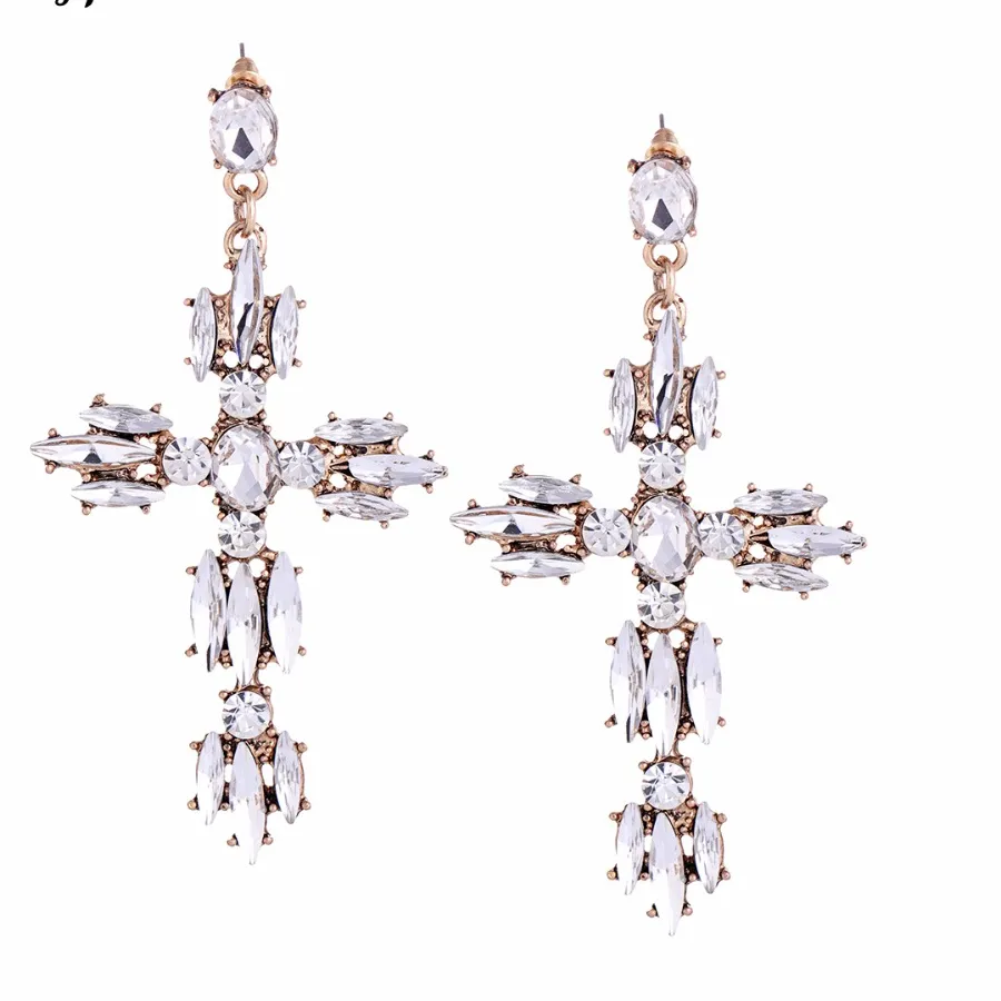 Authentic Celestial Rose Cross Stud Earrings- Mystical Geometric Crystal Protection Amulet